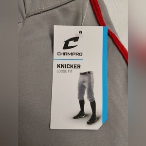 Champro Baseball Pant Knicker Loose Fit Youth XL Gray With Red Stripe